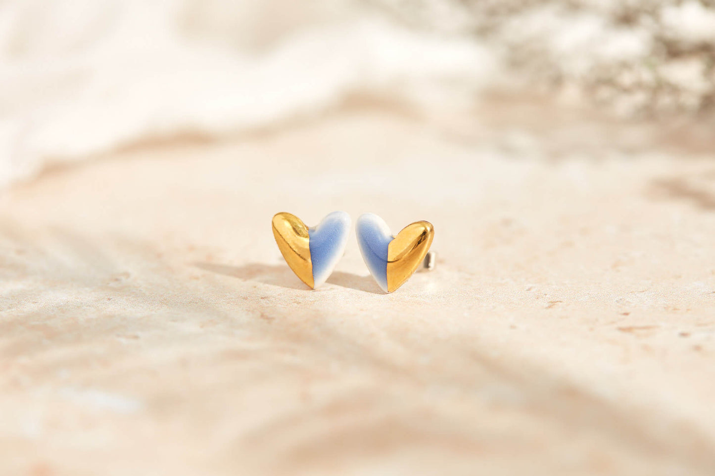 Gold Dipped Heart Stud - various colours