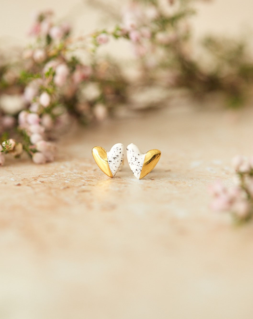 Gold Dipped Heart Stud - various colours