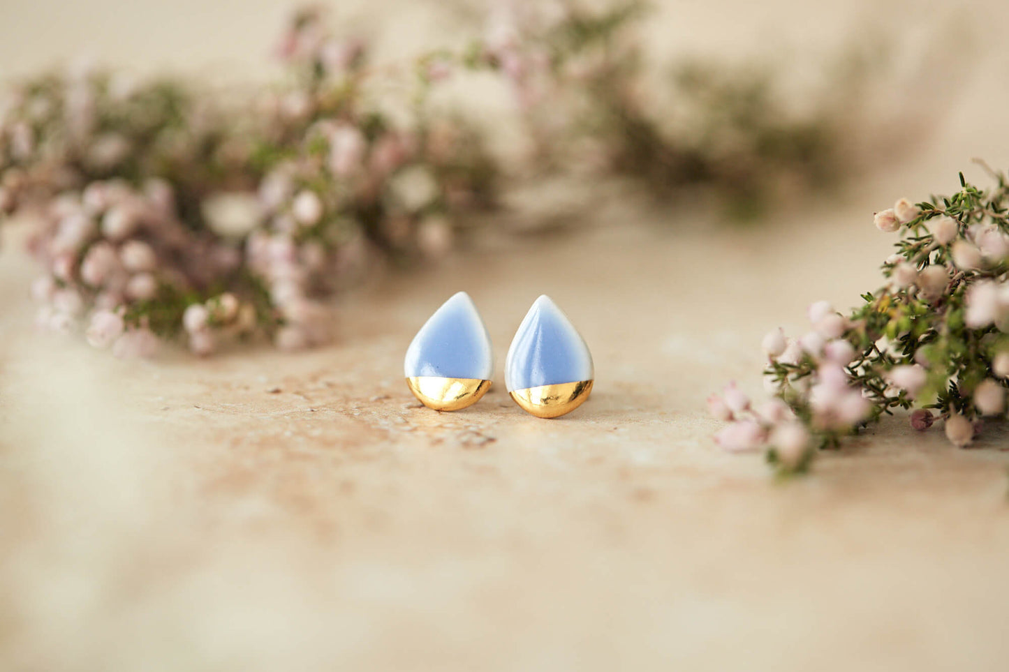 Gold Dipped Tear Stud - various colours