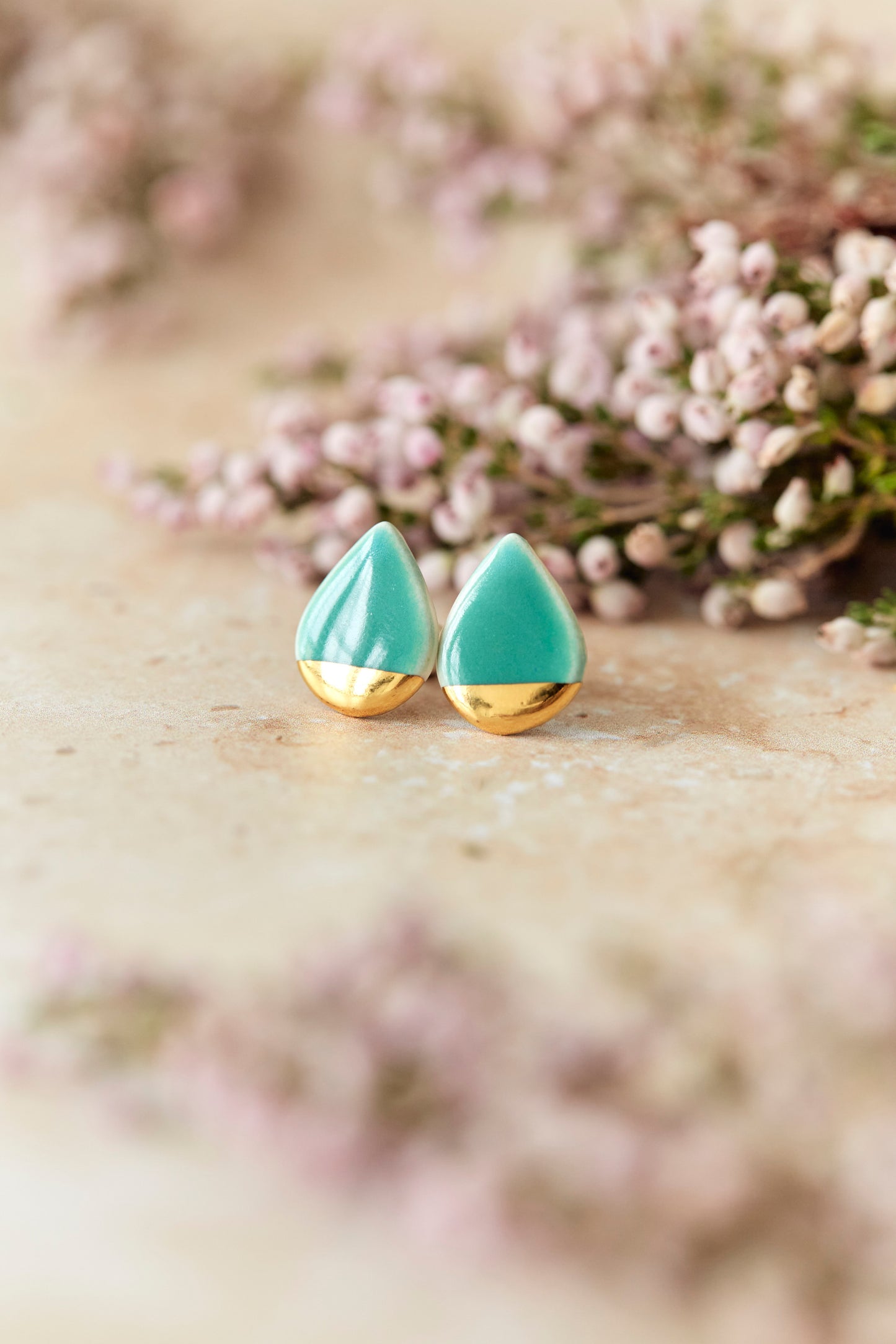 Gold Dipped Tear Stud - various colours