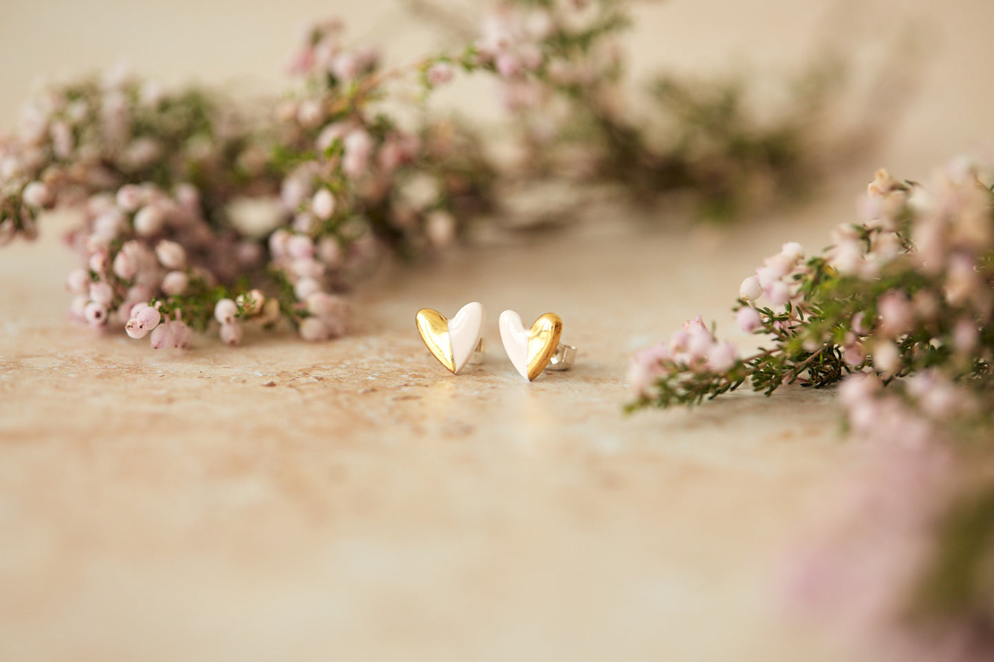 Gold Dipped Heart Stud - various colours